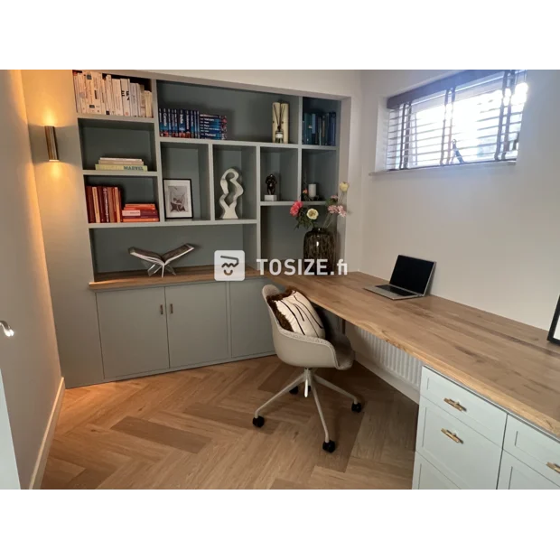 Grey sideboard with doors and shelves