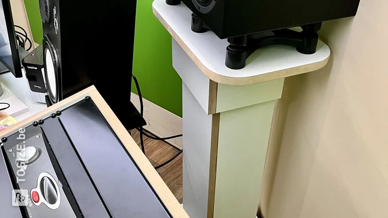Homemade speaker stands for a recording studio, by Florian