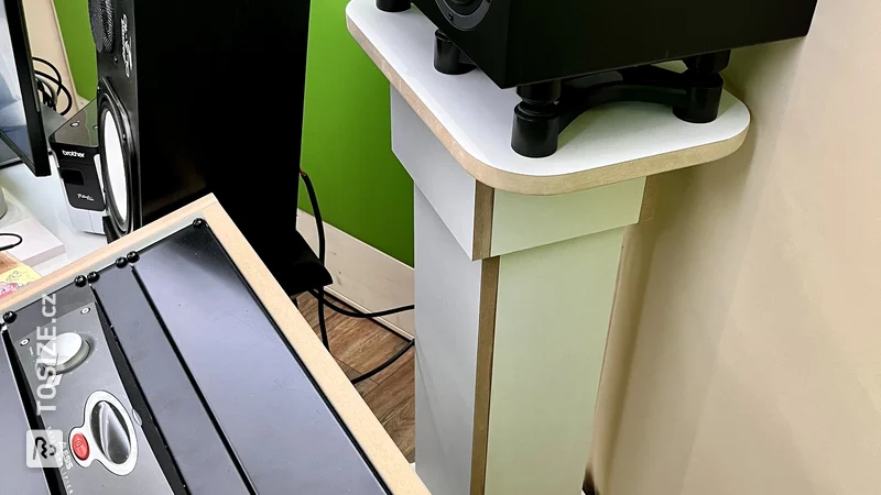 Homemade speaker stands for a recording studio, by Florian