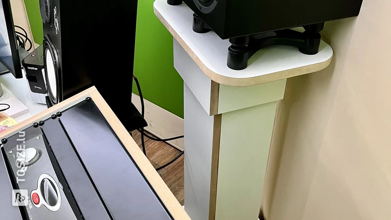 Homemade speaker stands for a recording studio, by Florian