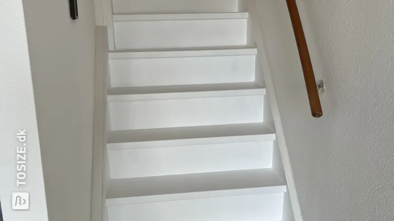 Close open stairs with custom-sawn poplar plywood, by Tobias