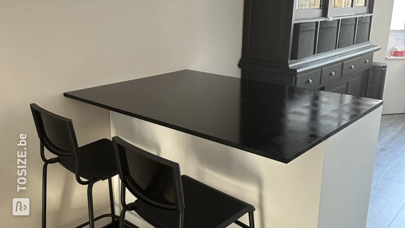 Homemade kitchen worktop from Moistureproof Black MDF, by Marvin