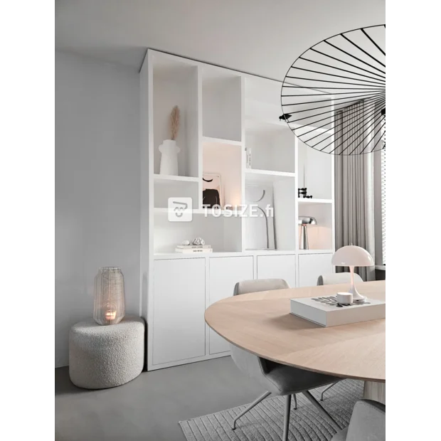 White sideboard with doors and shelves