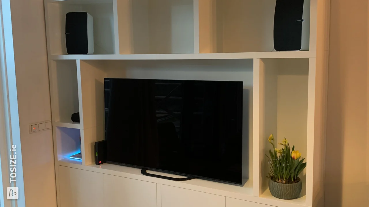 TV cabinet / cupboard with TOSIZE Furniture in primed MDF, by Richard