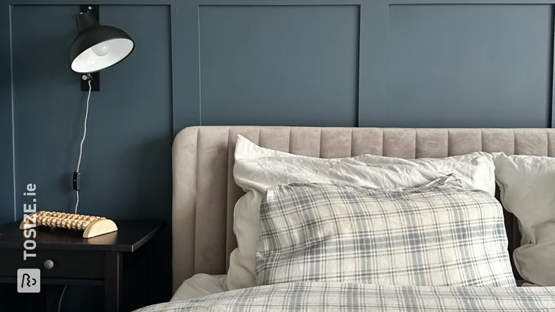 Create a stylish bedroom with board and batten accent wall in blue, by Lauren