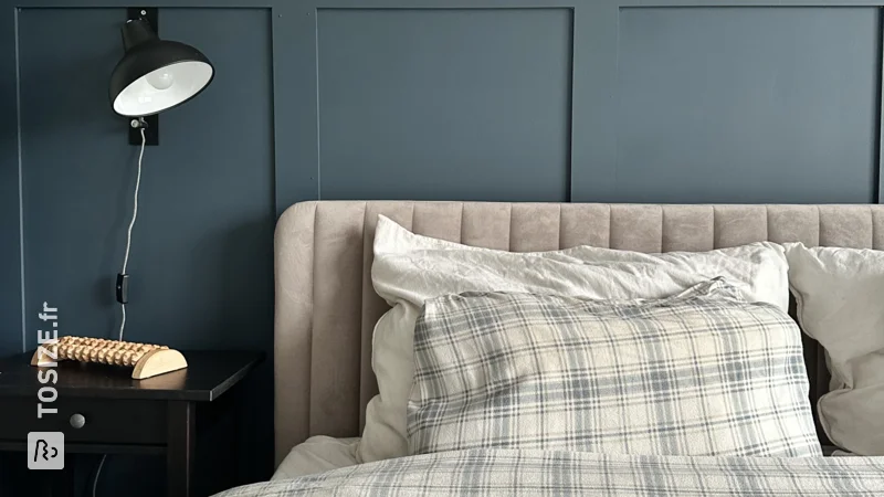 Créez une chambre élégante avec un mur d'accent en planches et lattes en bleu, par Lauren