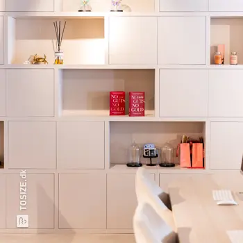 Custom made office shelving unit, by Vedder & Vedder