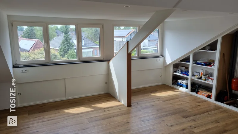 Attic transformation into hobby room with dormer window and cupboards, by Marc