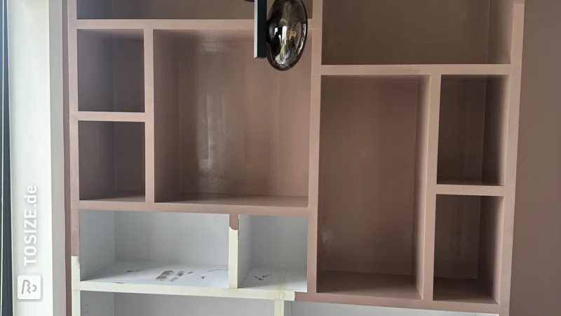 Shelving unit painted in beautiful pastel pink, by Claudia
