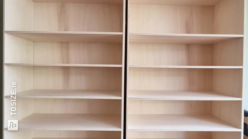 Creative with Multiplex: bookcase on wheels and hall cupboard for shoes, by Lennart