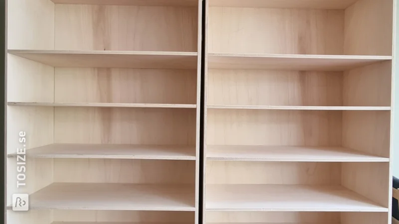 Creative with Multiplex: bookcase on wheels and hall cupboard for shoes, by Lennart