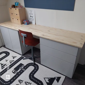 DIY Underlayment Desk in Kids Room, An Ikea Hack by Kevin