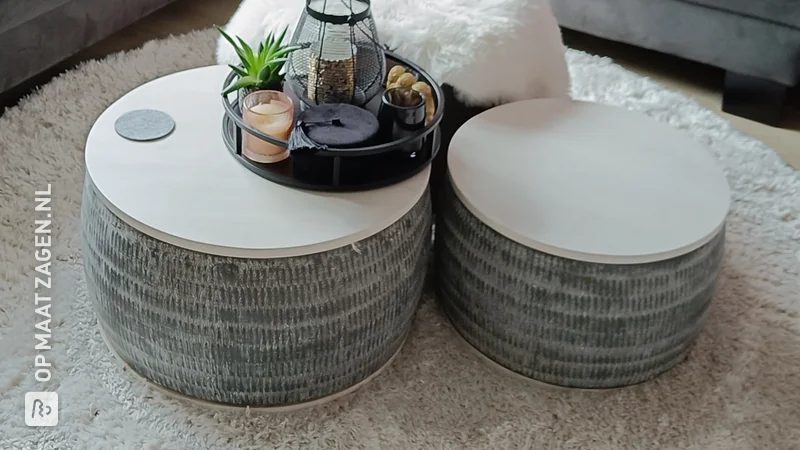Slimme salontafels met multiplex cirkels op maat, door Ingeborg