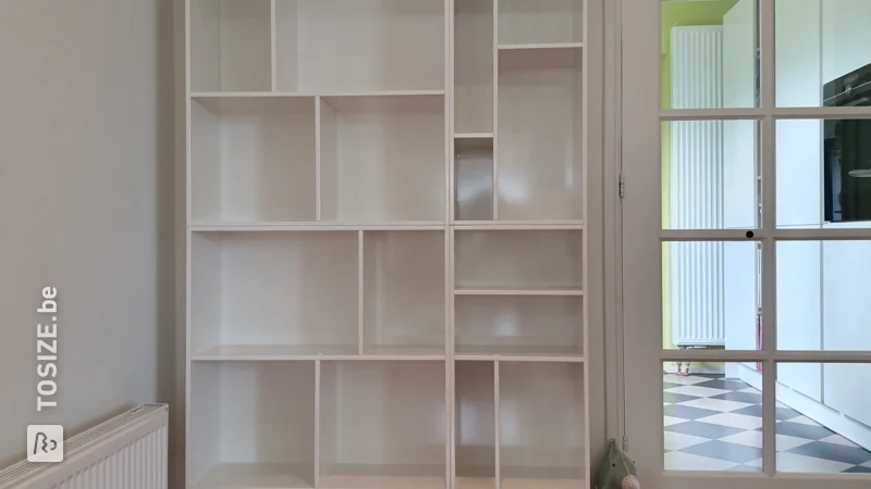 Make your own white shelving unit for the living room, by Margot & Geert
