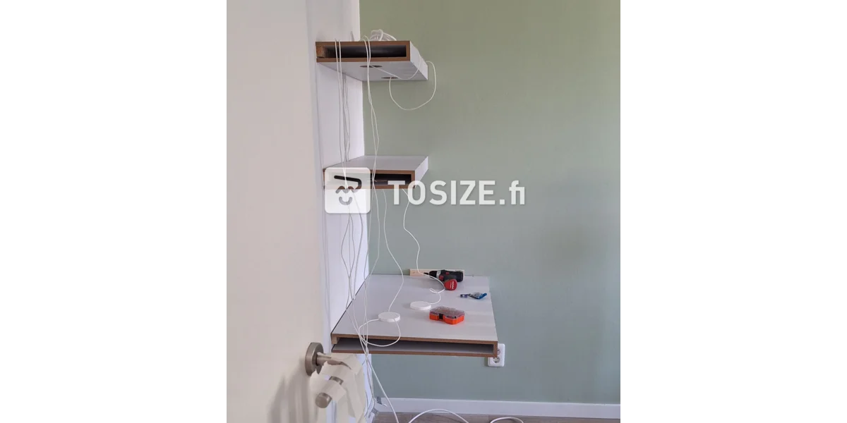 Homemade hollow wall shelves as a desk and bookshelves TOSIZE.fi