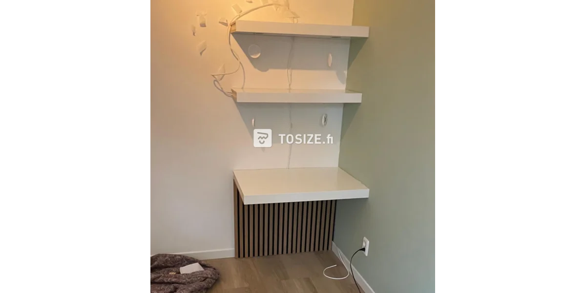 Homemade hollow wall shelves as a desk and bookshelves TOSIZE.fi
