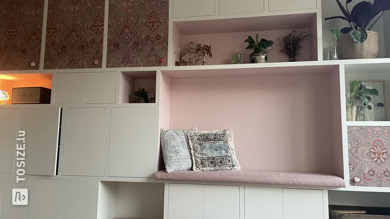 Custom built-in cupboard in the living room with MDF, by Lotte