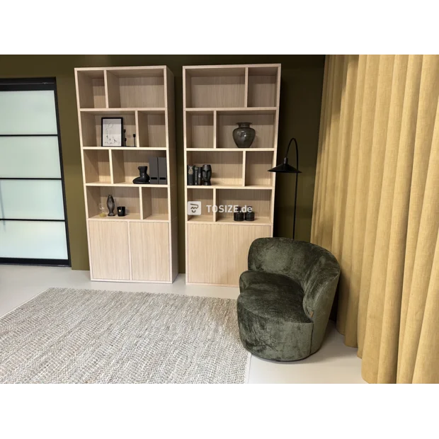 Natural sideboard with open compartments and doors