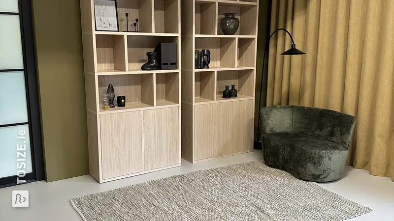 Two TOSIZE Furniture wall cabinets in natural oak, by Ivonne