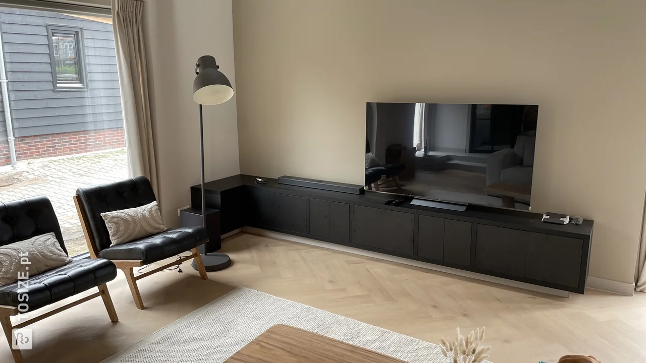 Custom TV furniture made in black oak, by Frank