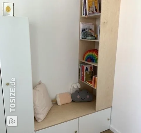 Make a custom bookcase and seating area yourself, by Stefan