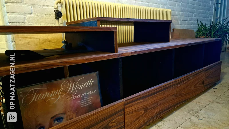 Create a stylish Rosewood veneer Lowboard with a goldplex base, by Jean
