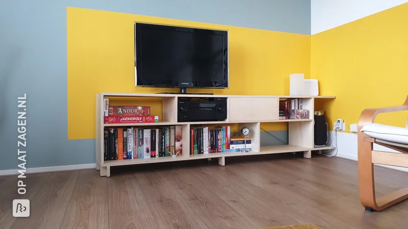 TV cabinet with plywood storage, by Adrianne