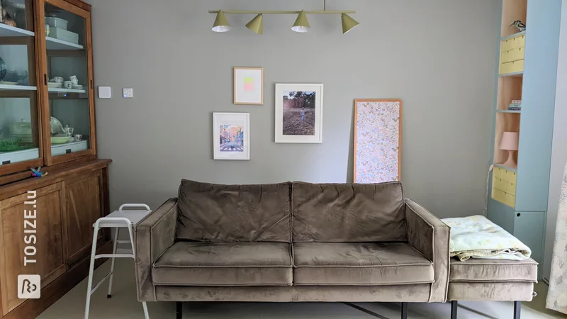 Unique bookcase and cove in living room, by Femke