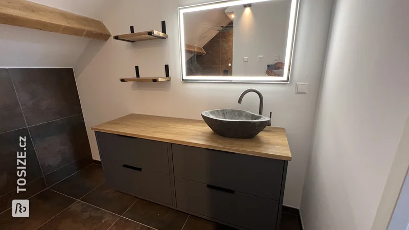 Modern oak bathroom furniture DIY, by Martijn