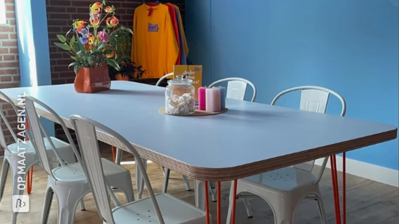 DIY Dining Table with Hairpin Legs: Eclectic Retro Style, by Ilse