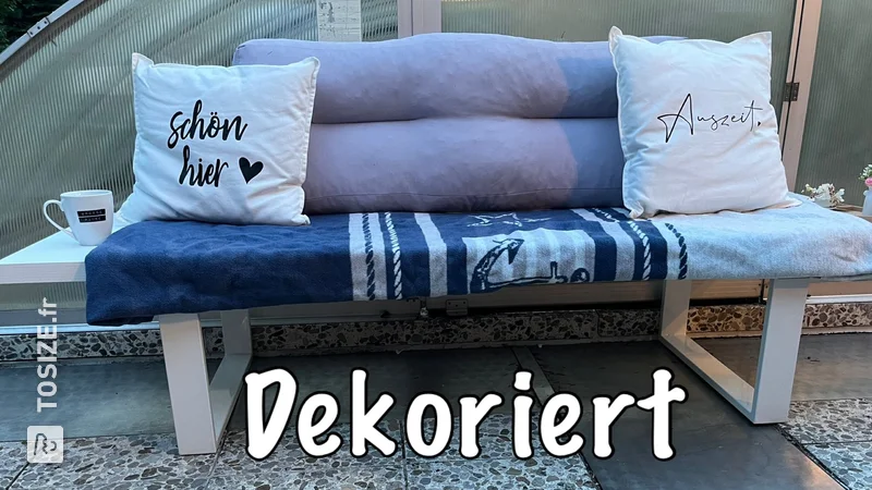 Banc de jardin imperméable avec pieds en acier - inspiration DIY, par Elisa