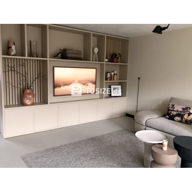 Cream sideboard with doors and open compartments