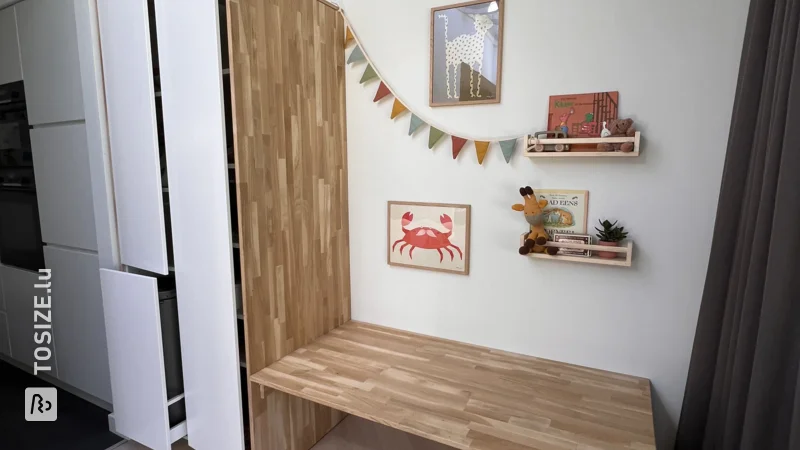 DIY-Kinderschreibtisch mit IKEA-Schränken von Stephanie