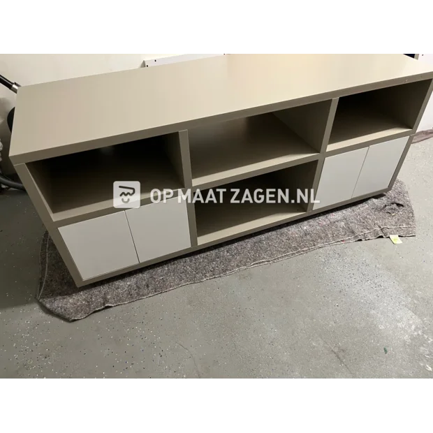 Beige sideboard with doors and open compartments