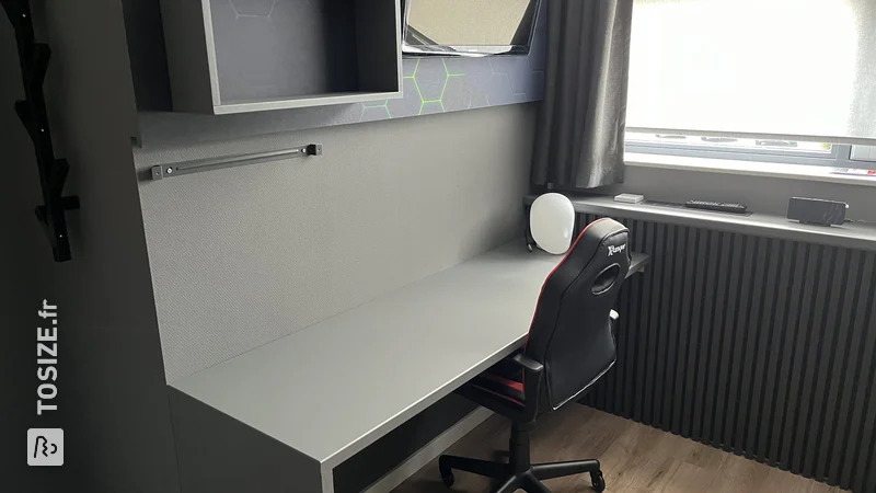 Create your own gaming room with a DIY desk and wall panel, by Vincent