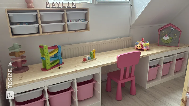 Make your own IKEA Trofast children's room desk, by Kimberly