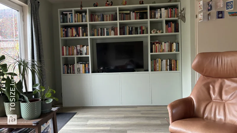 Make Your Own Bookcase in Light Grey-Green for the Living Room, by Hetty