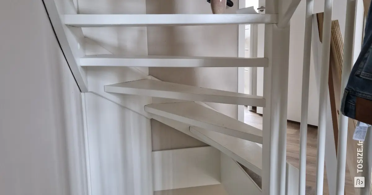 SHCMSADO Panier d'escalier en bois avec poignées, panier de rangement en osier naturel