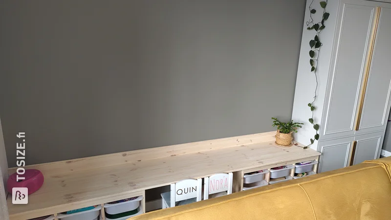 DIY Children's Desk and Storage Unit in the Living Room, by Femke