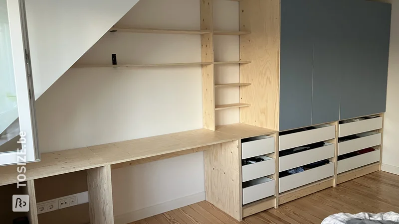 DIY desk and built-in wardrobe combination, by Christian