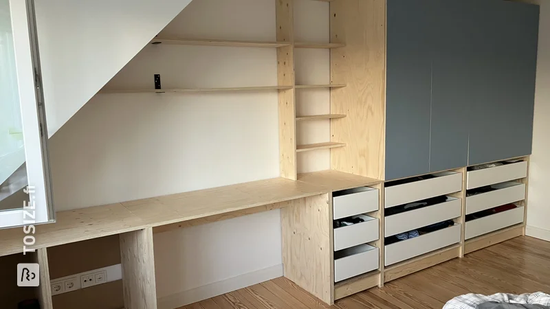 DIY desk and built-in wardrobe combination, by Christian