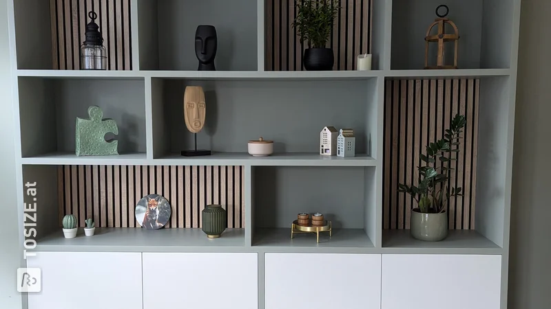 DIY Custom Shelving Unit in Pastel Green, by Mandy