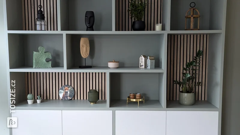 DIY Custom Shelving Unit in Pastel Green, by Mandy