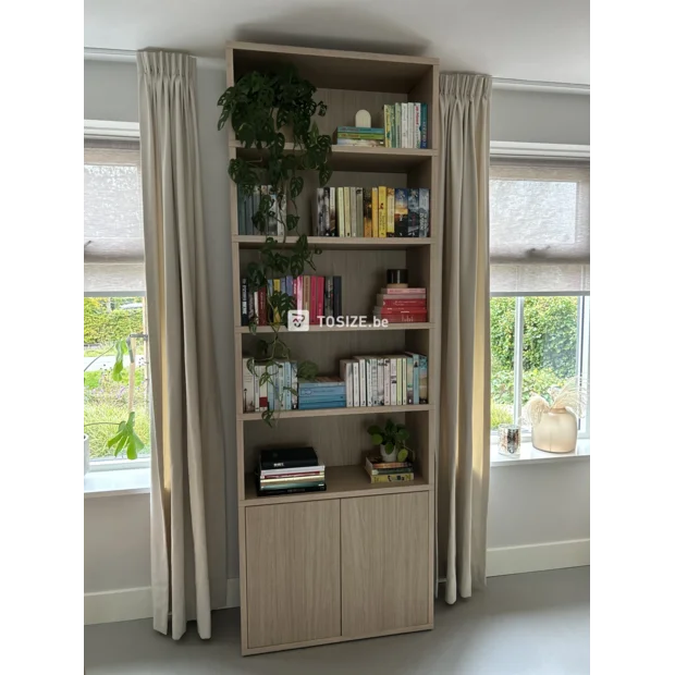 Natural sideboard with doors and open compartments