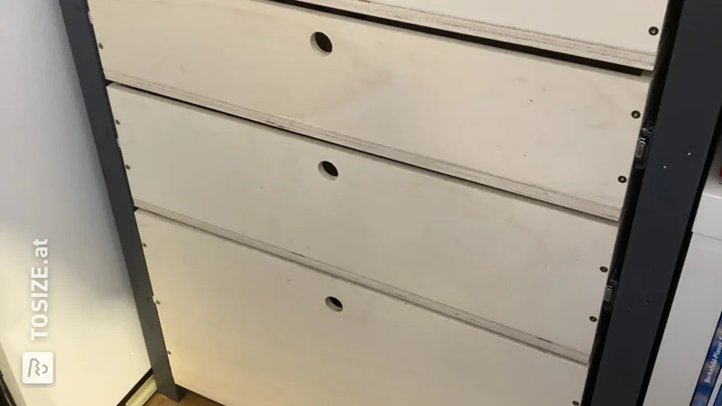 Drawers for shelves, from Martin