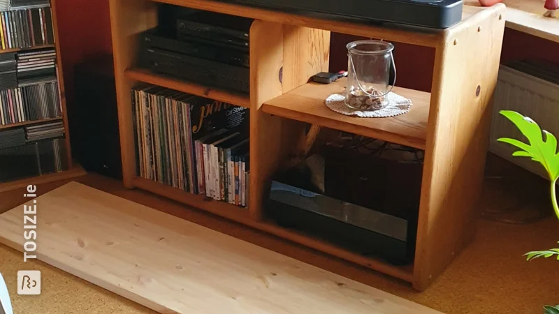 TV shelf, natural pine, by Gerald