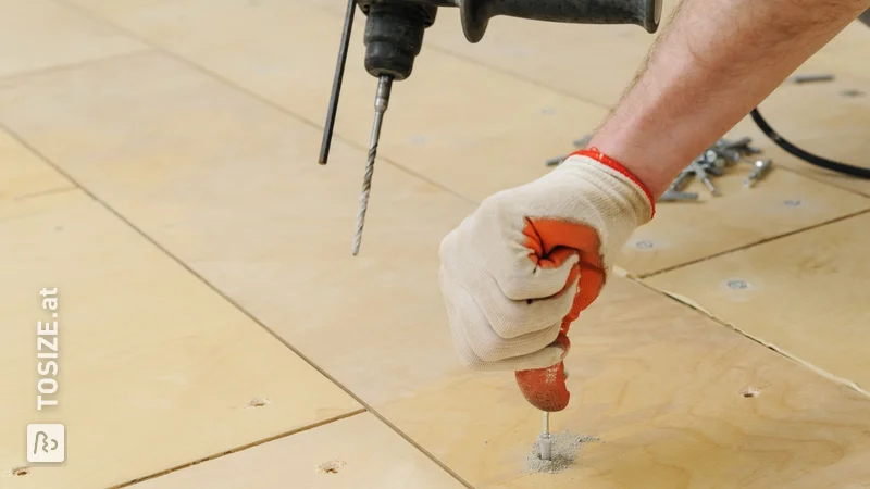 Herstellung eines Fußbodens aus einer Unterlage