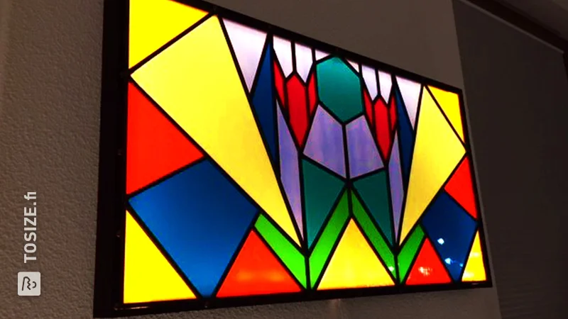 Homemade, cheap frame for stained glass painting, by Frank