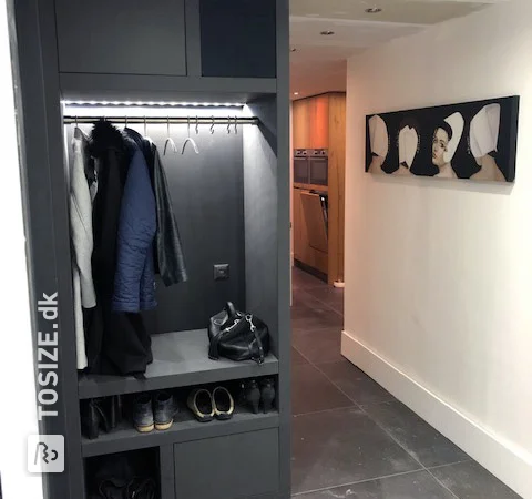 Homemade hall closet made to measure in MDF Black, by Cynthia