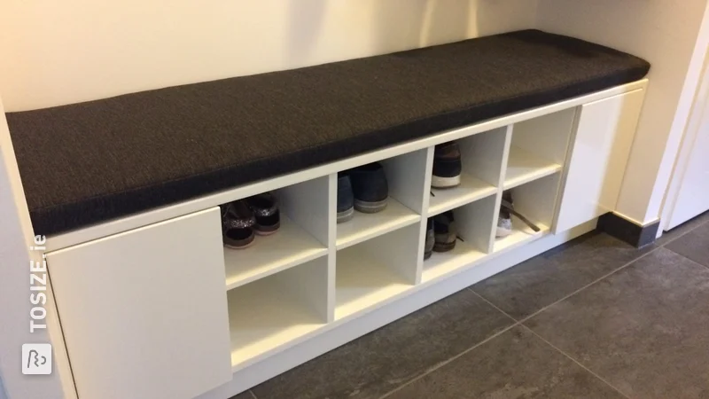 Homemade shoe cabinet from white MDF, by Marcel